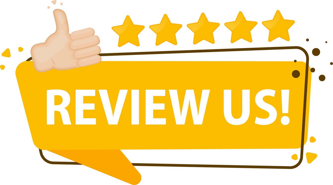 Review us. User rating label. Review and rate us stars